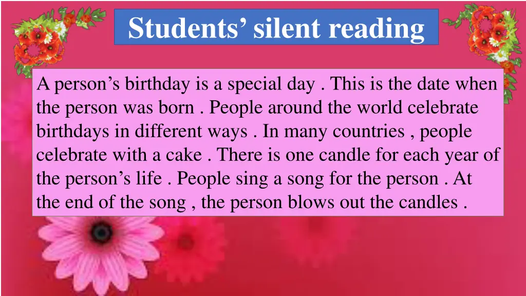 students silent reading