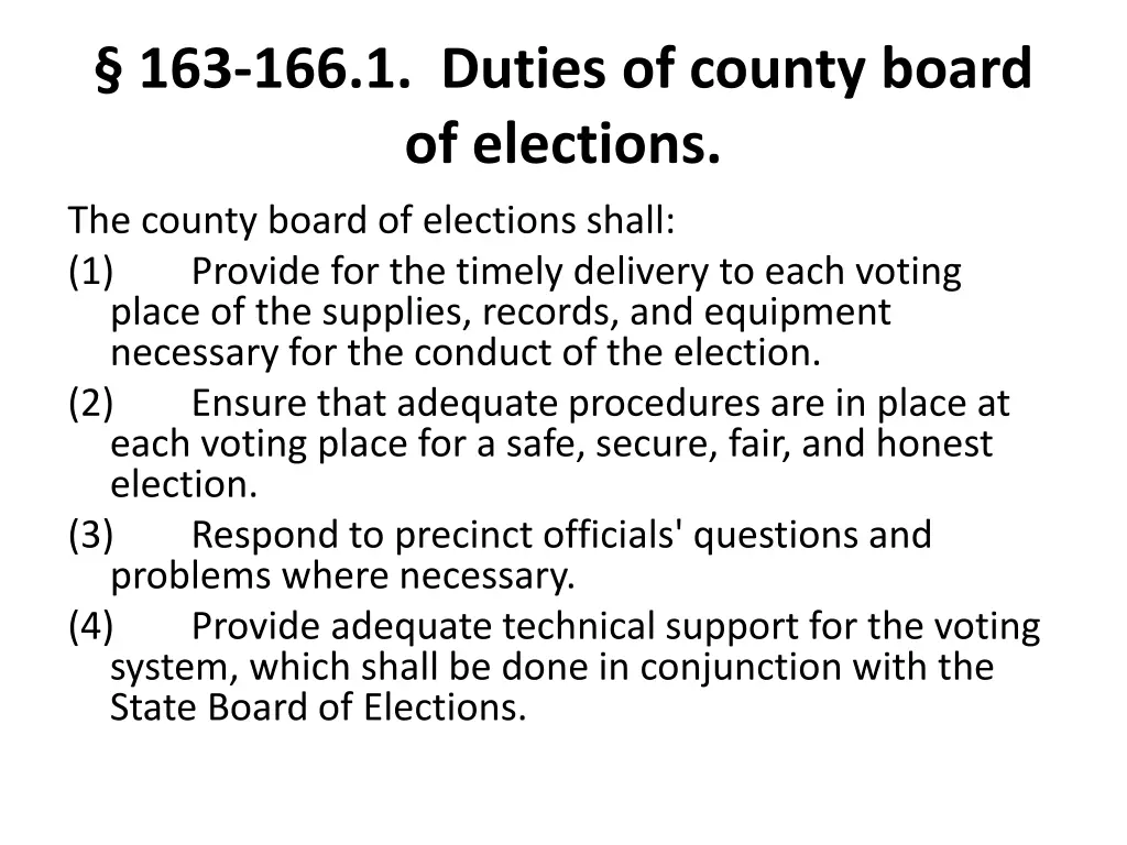 163 166 1 duties of county board of elections