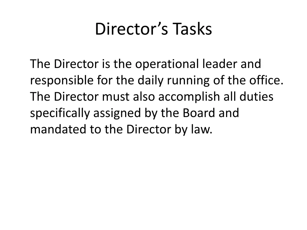 director s tasks