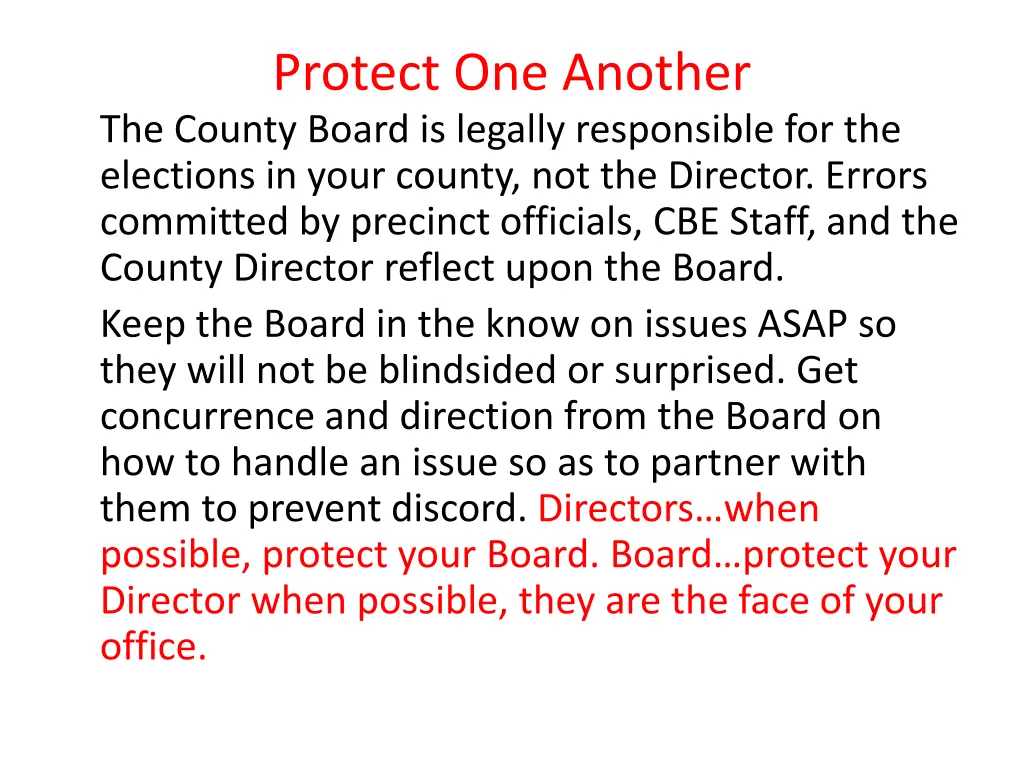 protect one another the county board is legally