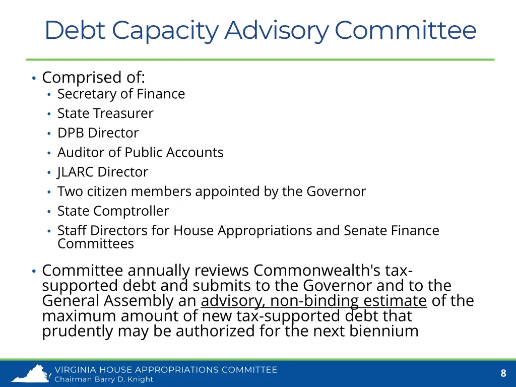 debt capacity advisory committee