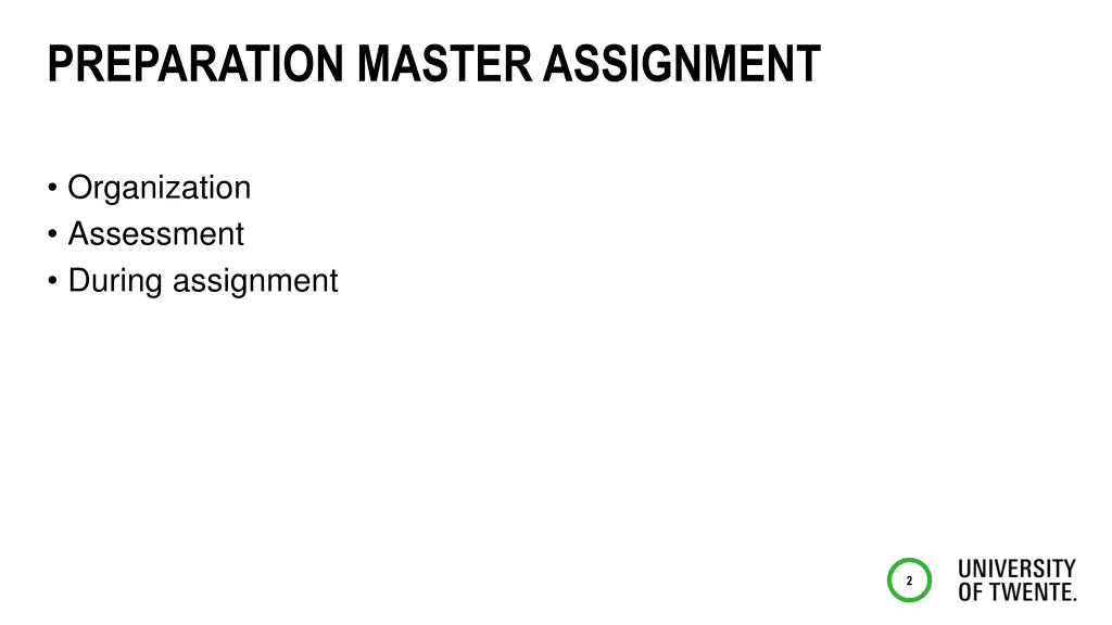 preparation master assignment