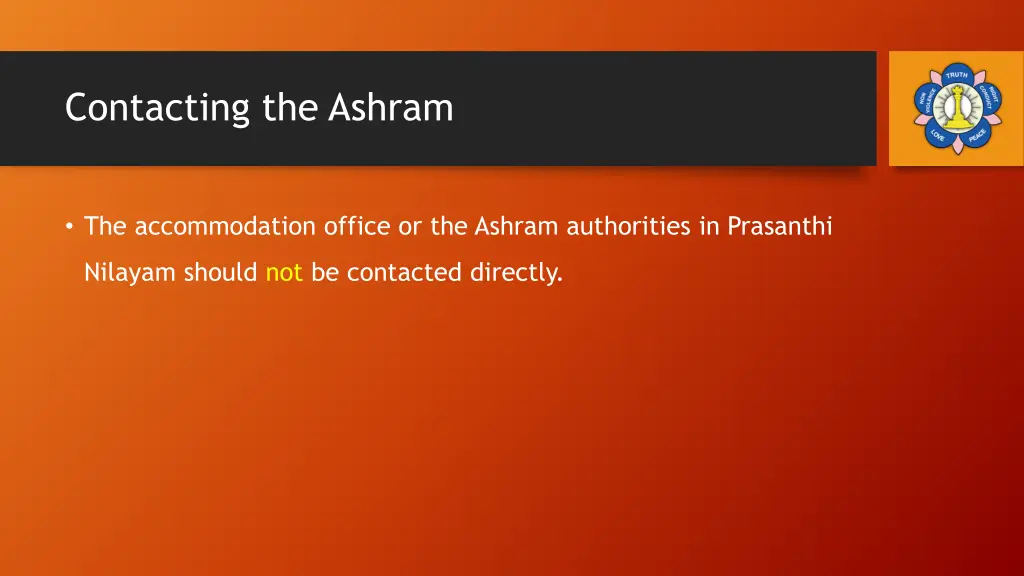 contacting the ashram