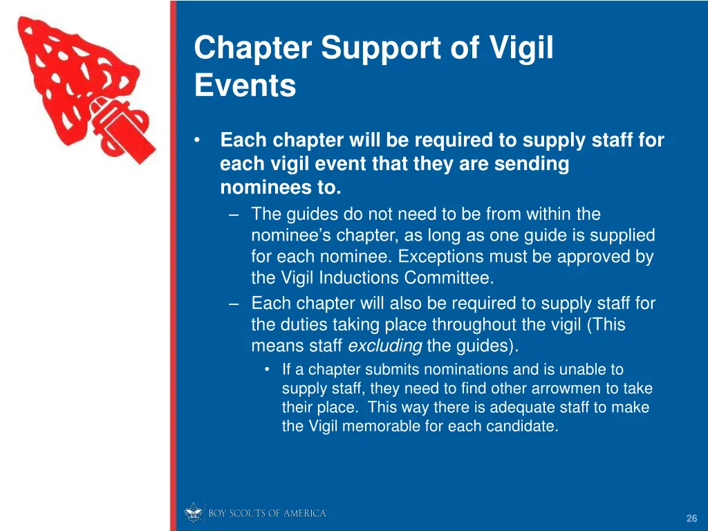 chapter support of vigil events