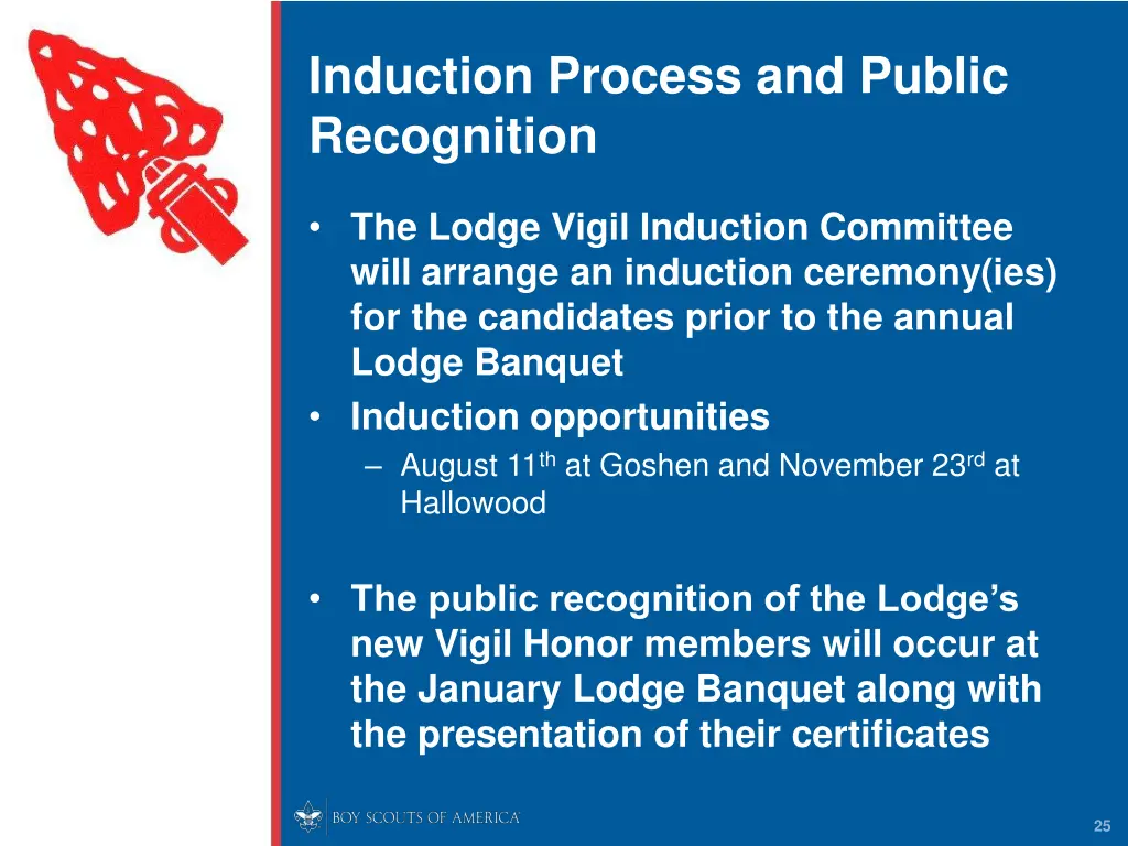 induction process and public recognition