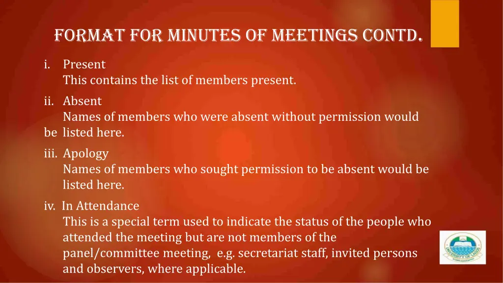 format for minutes of meetings contd 1