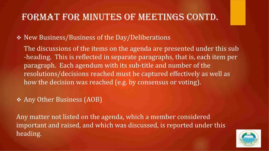 format for minutes of meetings contd 4