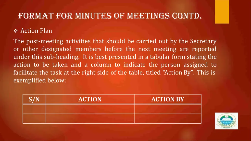 format for minutes of meetings contd 5