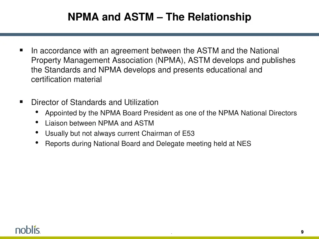 npma and astm the relationship