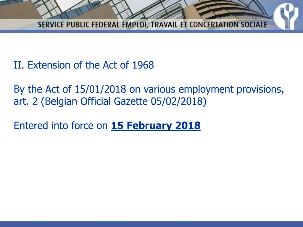 ii extension of the act of 1968