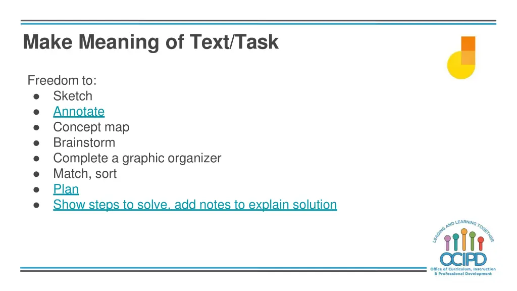 make meaning of text task