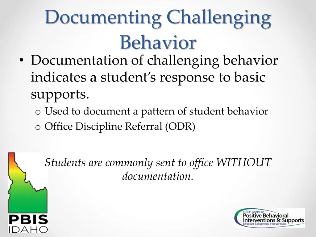 documenting challenging behavior documentation