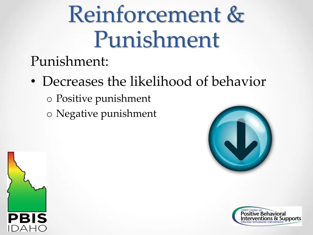 reinforcement punishment punishment decreases