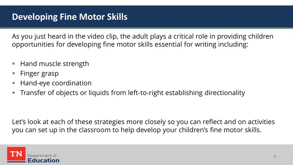 developing fine motor skills