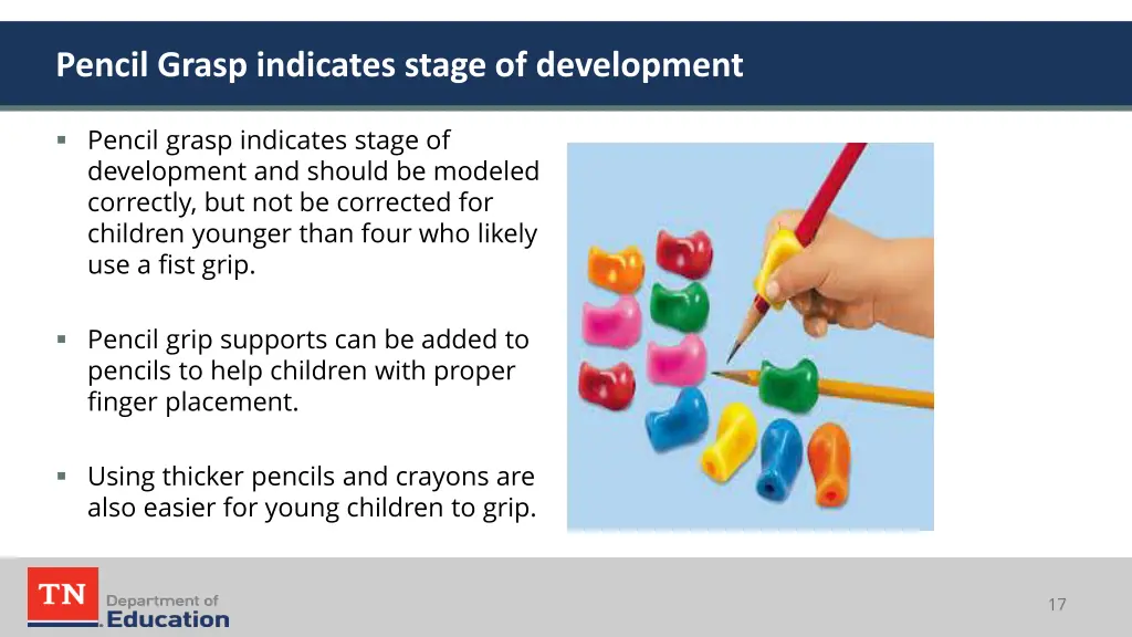 pencil grasp indicates stage of development