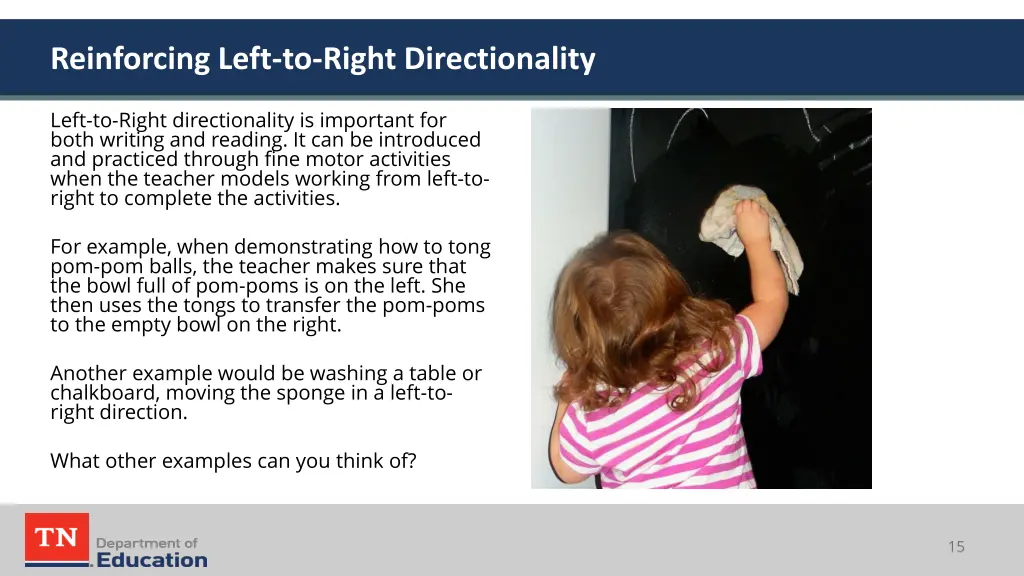 reinforcing left to right directionality