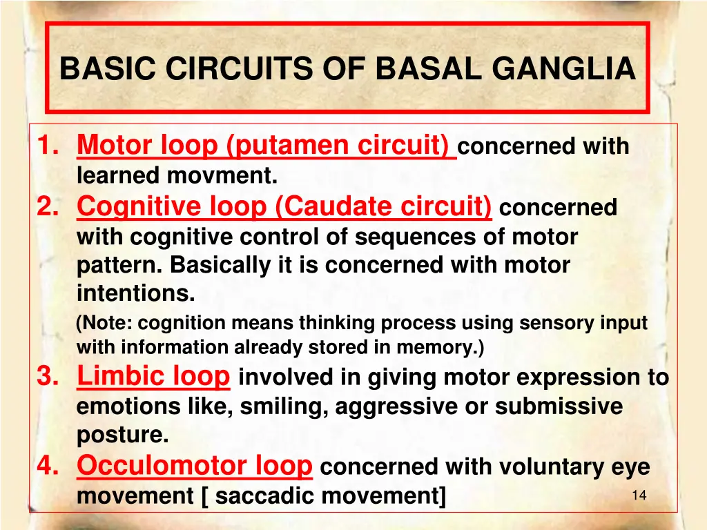 basic circuits of basal ganglia