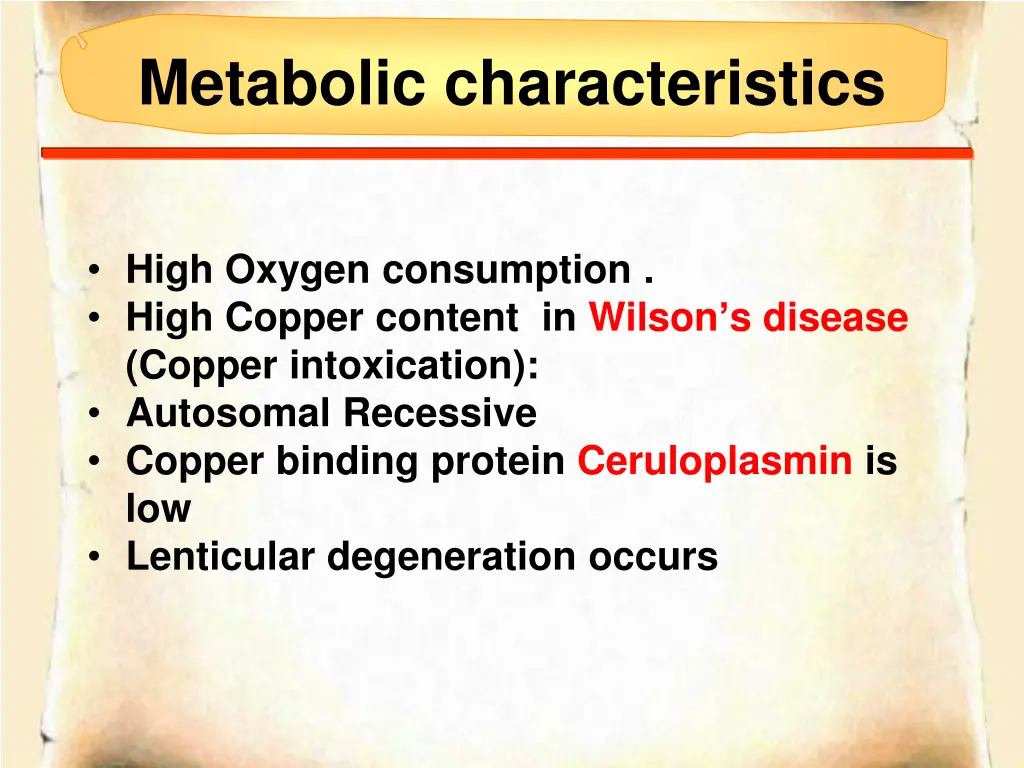 metabolic characteristics