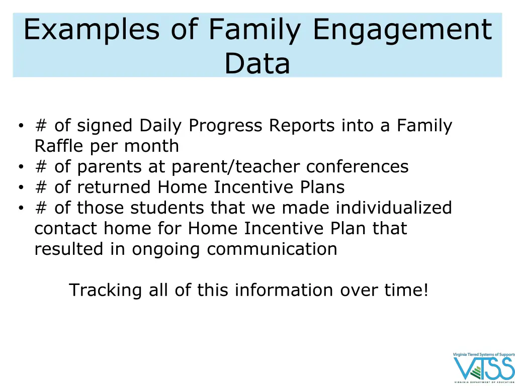 examples of family engagement data