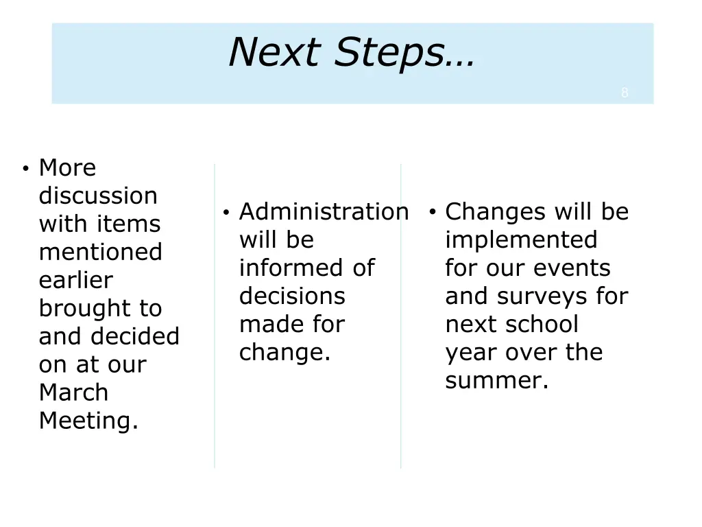 next steps