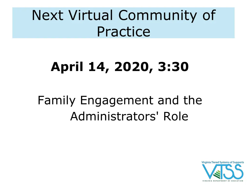 next virtual community of practice