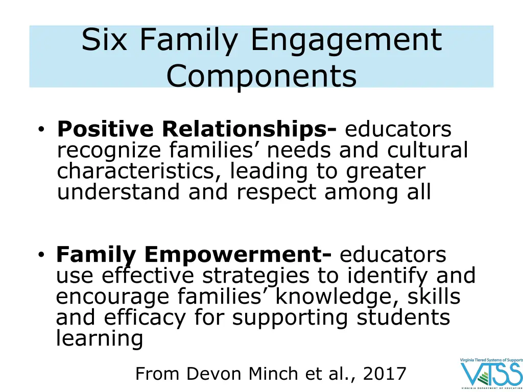 six family engagement components