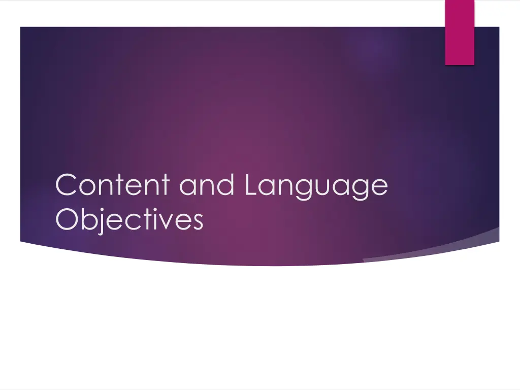 content and language objectives