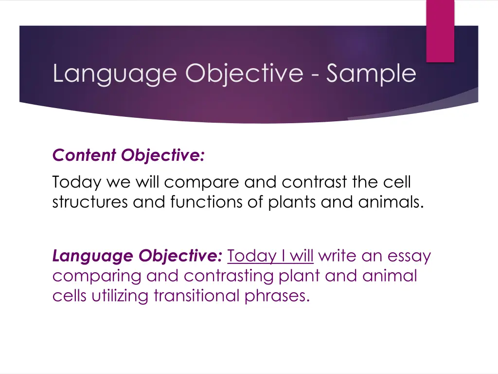 language objective sample