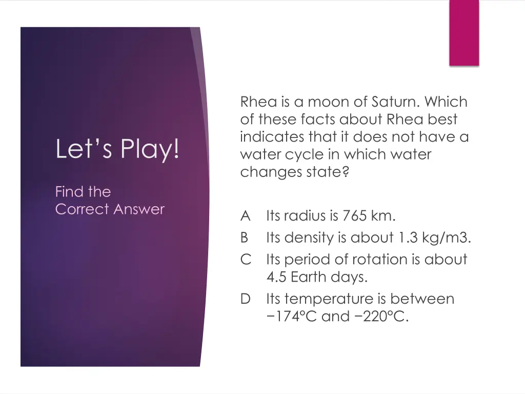 rhea is a moon of saturn which of these facts