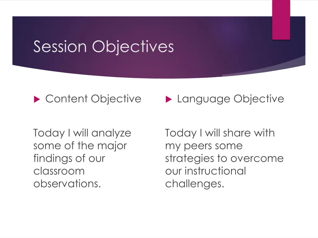 session objectives