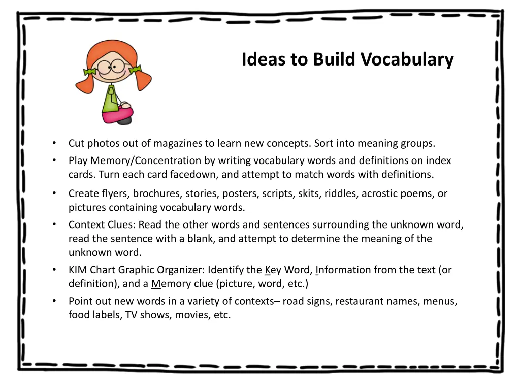 ideas to build vocabulary