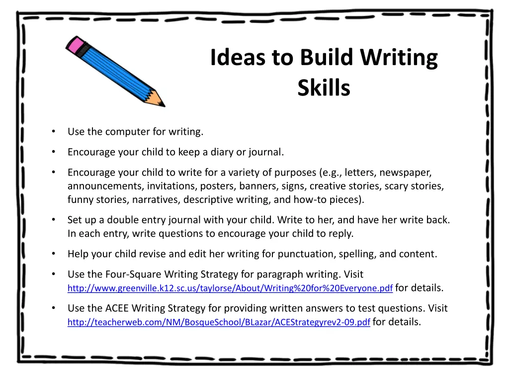 ideas to build writing skills