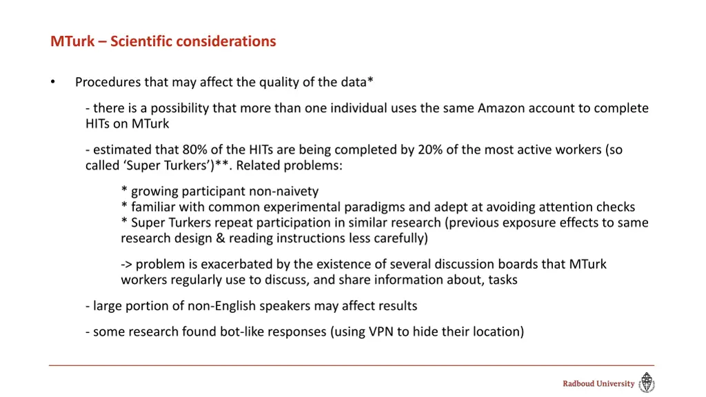 mturk scientific considerations 1