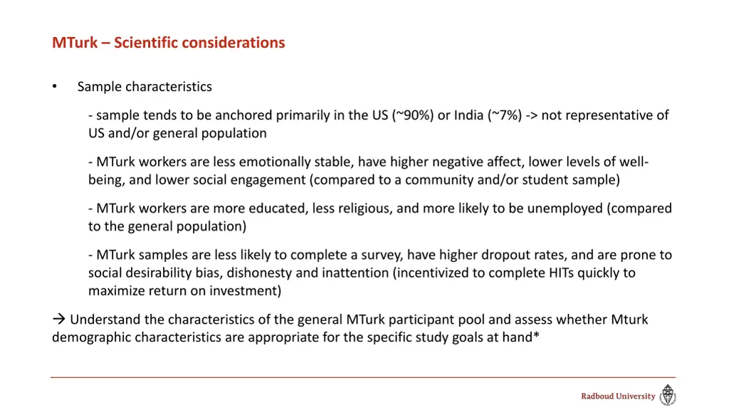 mturk scientific considerations