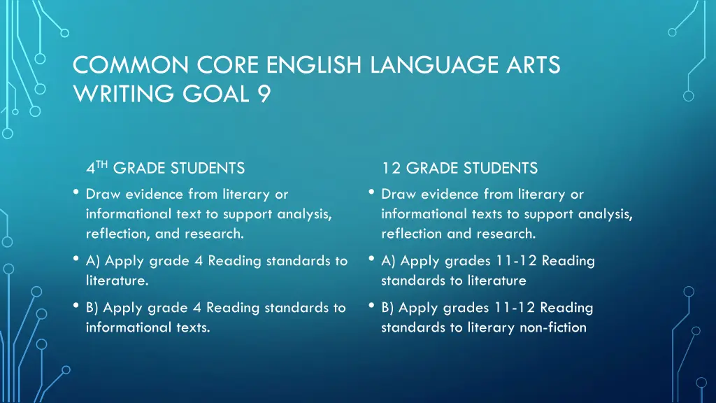 common core english language arts writing goal 9