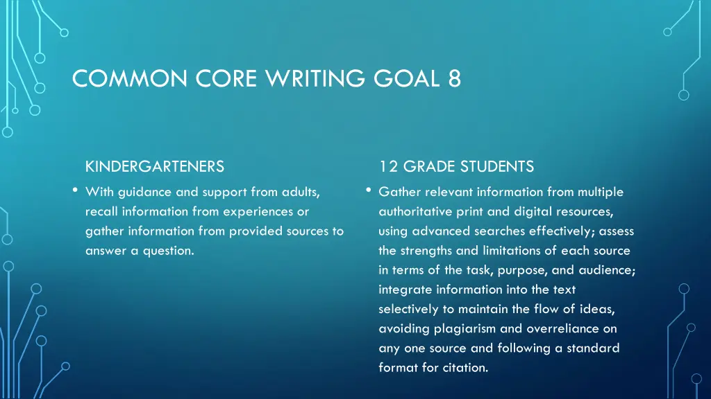 common core writing goal 8