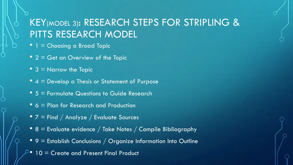 key model 3 research steps for stripling pitts