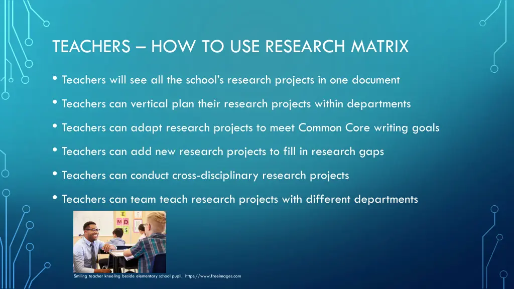 teachers how to use research matrix