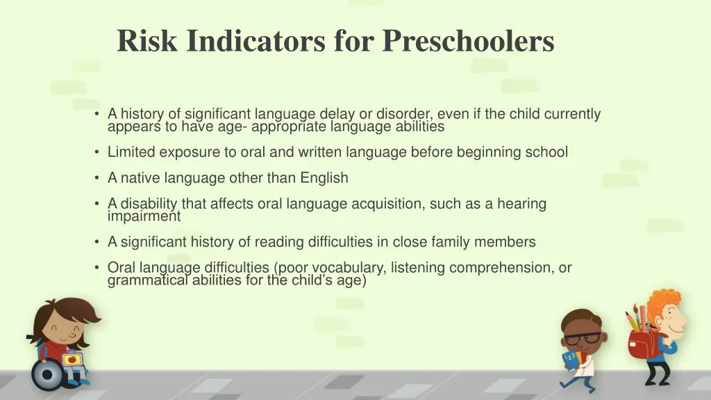 risk indicators for preschoolers