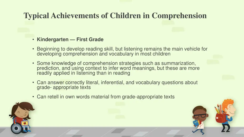 typical achievements of children in comprehension 1