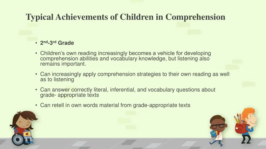 typical achievements of children in comprehension 2