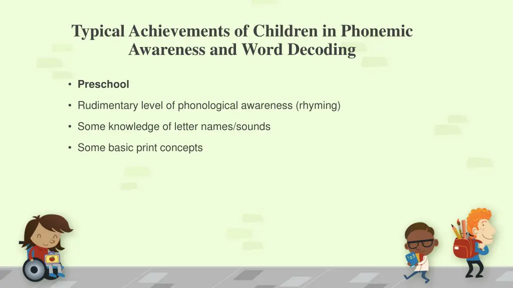 typical achievements of children in phonemic