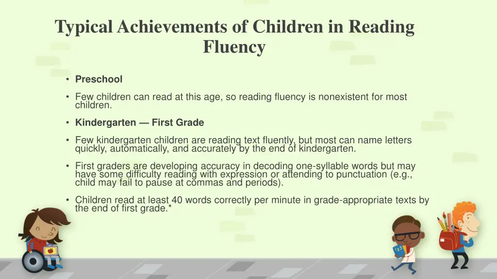 typical achievements of children in reading