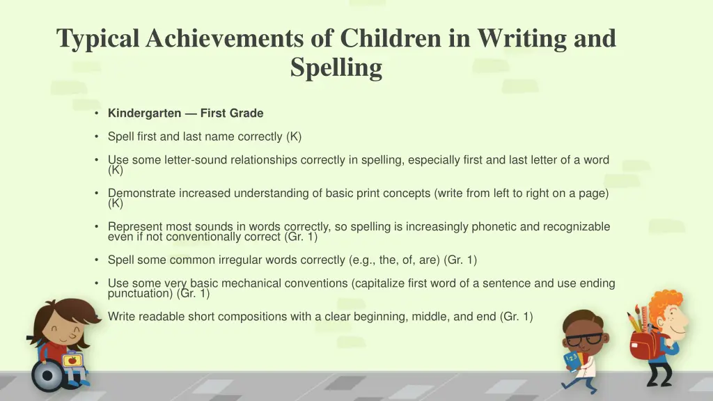 typical achievements of children in writing 1