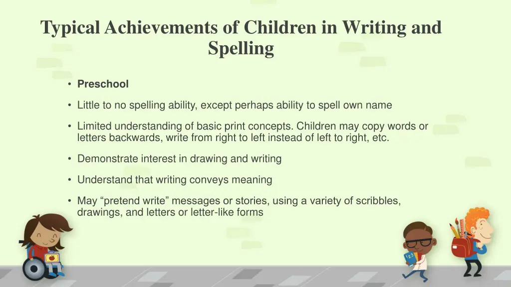 typical achievements of children in writing