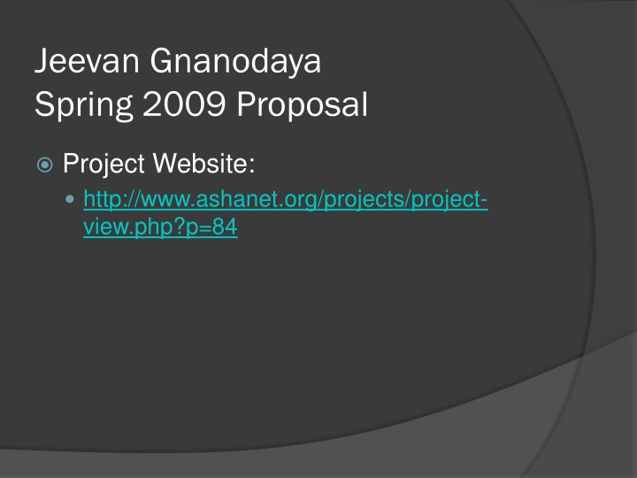 jeevan gnanodaya spring 2009 proposal