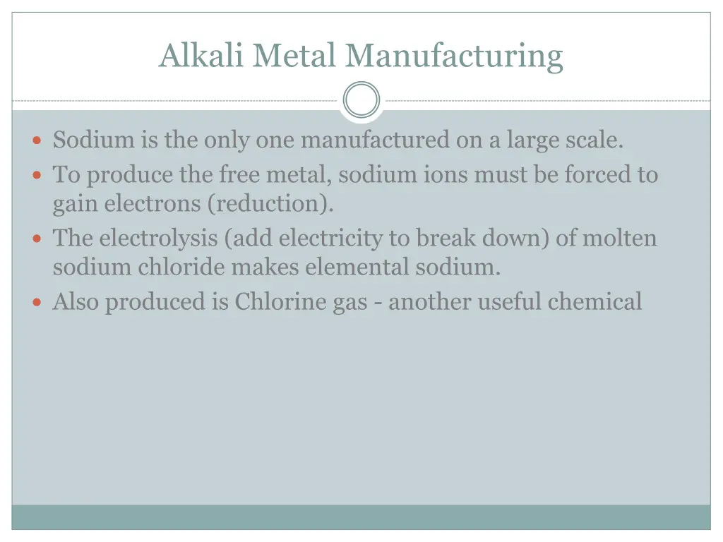 alkali metal manufacturing