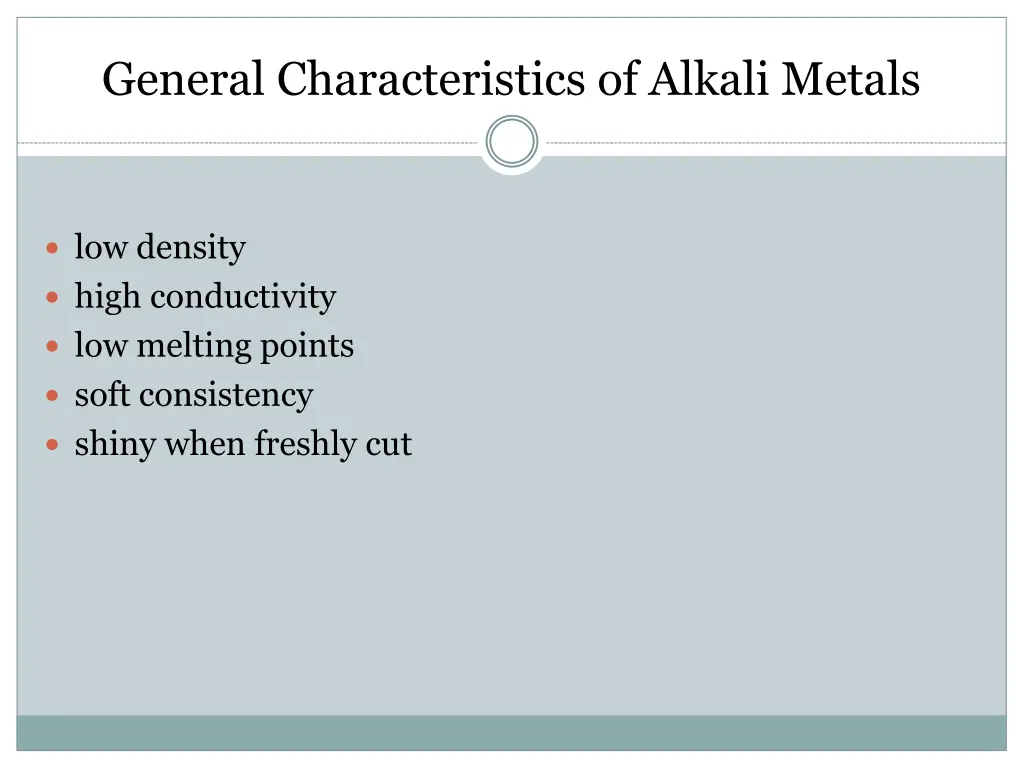 general characteristics of alkali metals