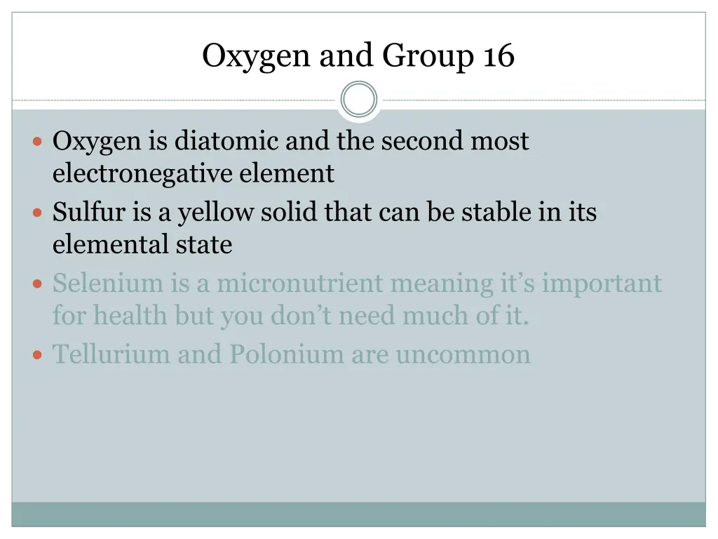 oxygen and group 16