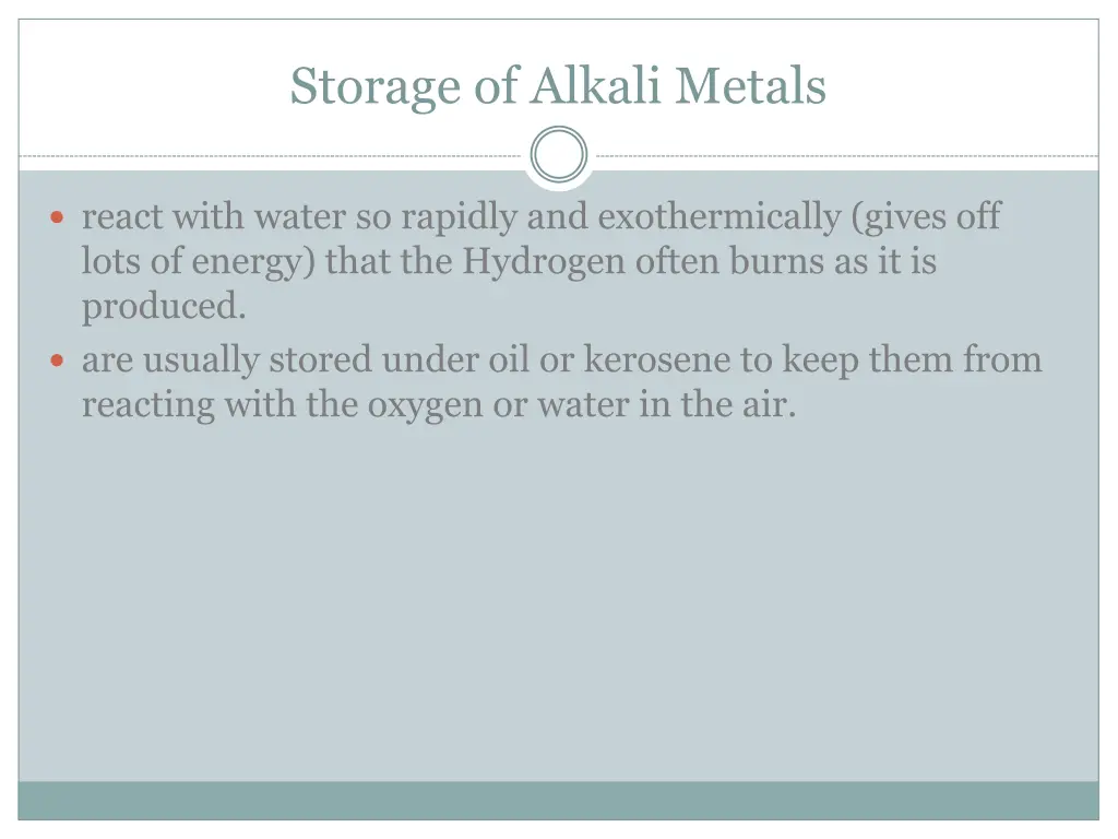 storage of alkali metals